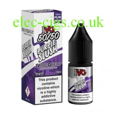 image shows a box and bottle of IVG Purple Slush 10 ML E-Liquid