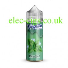 Image is a bottle with a green label containing Kingston 100 ML Chill Range 70-30 Menthol Chill E-Liquid 