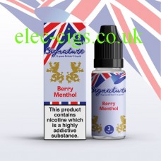 image of the box and bottle containing the Berry Menthol 10 ML E-Liquid from Signature