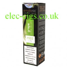 Black box with green illustration on front depicting Grape E-Liquid by Smoknic